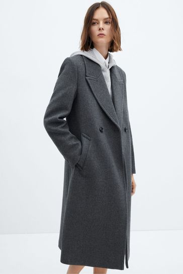 Mango lapels wool coat store