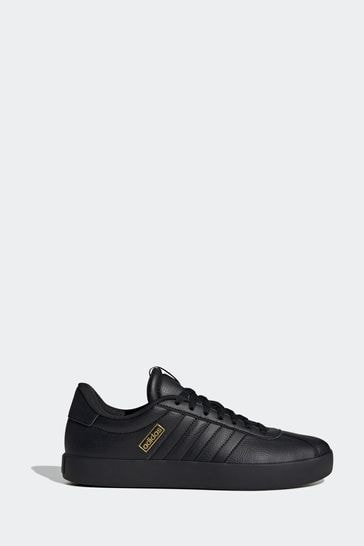 Adidas mens black leather trainers shop