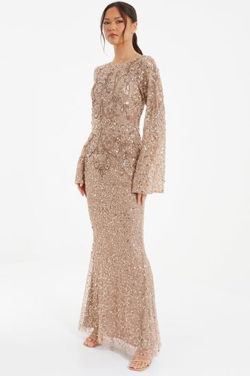 Limited edition everlasting rose gold sequin long sleeve maxi dress cheap