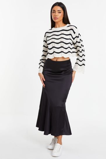 Quiz Black Satin Midaxi Skirt