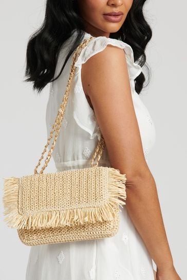 South Beach Brown Shouder Bag With Fringe