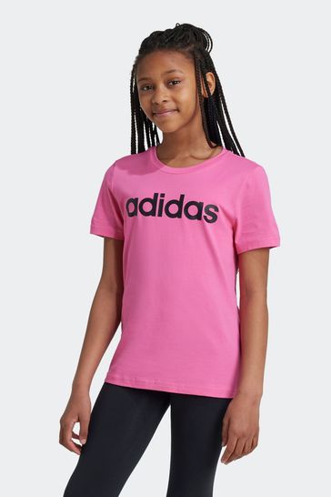 Buy adidas Dark Pink Slim Fit Junior Essentials Linear Logo 100 Cotton T Shirt from Next Slovenia