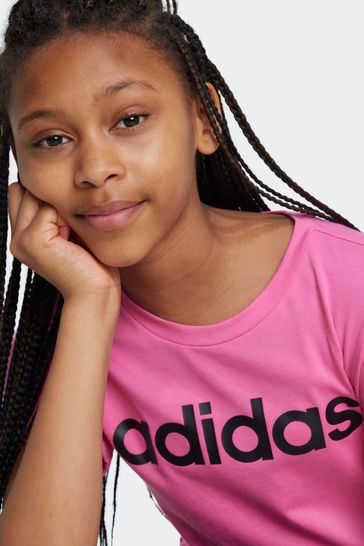Buy adidas Dark Pink Slim Fit Junior Essentials Linear Logo 100 Cotton T Shirt from Next Bahrain