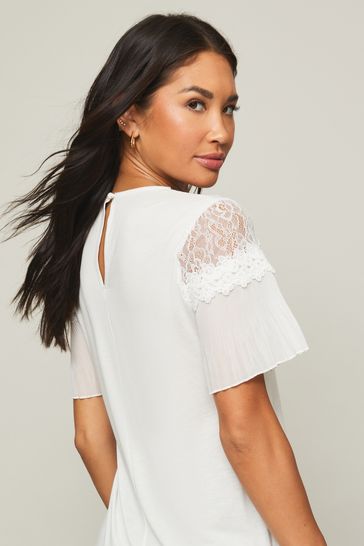 Lipsy White Lace Short Sleeve Top