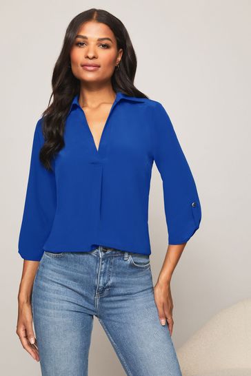 Lipsy Cobalt Blue Regular Notch Neck Blouse