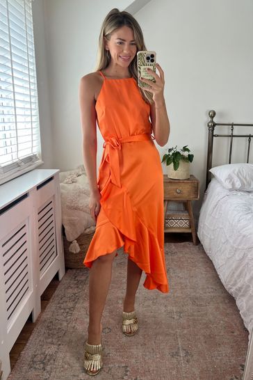 Halter frill on sale dress
