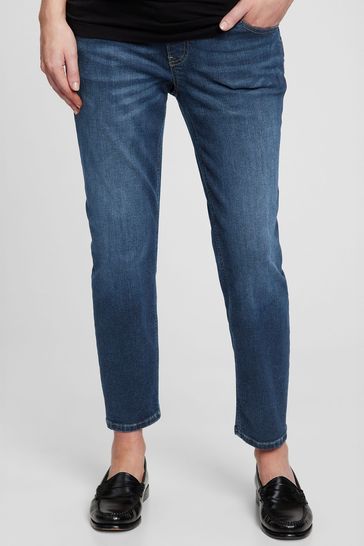 Gap Mid Wash Blue Maternity Over The Bump Cheeky Straight Jeans