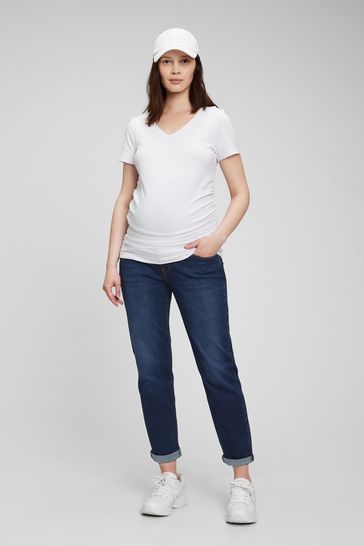 Gap Dark Wash Blue Maternity Over The Bump Girlfriend Jeans