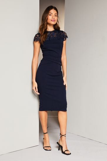 Buy Lipsy Navy Lace Top Bodycon Dress from Next USA