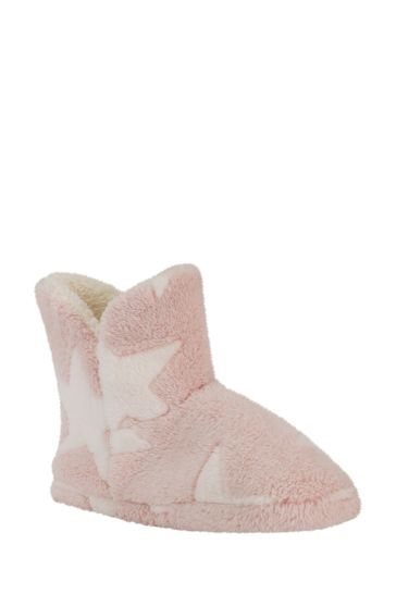 Loungeable Pink Star Bootie Slippers