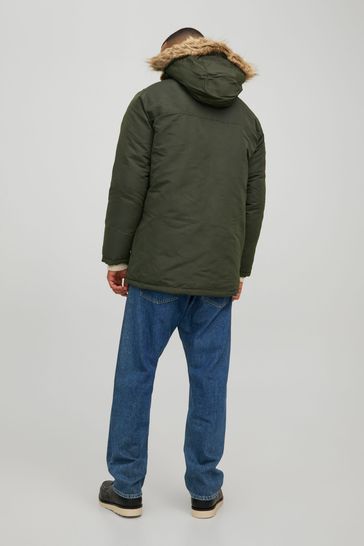Jack and jones green parka on sale
