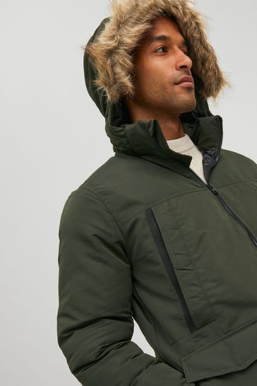 Buy JACK JONES Khaki Green Parka Coat from Next Denmark