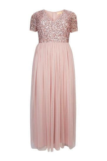 Maya v neck short sleeve sequin maxi dress hot sale