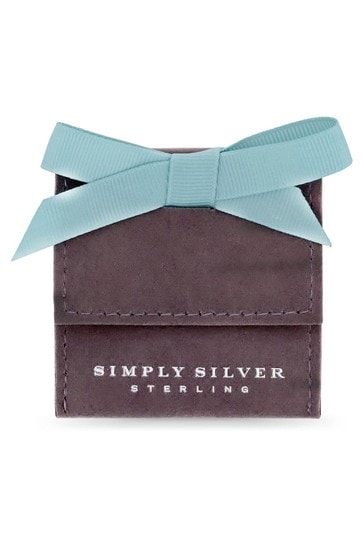 Simply Silver Grey Faux Suede Pouch With Blue Ribbon Tie
