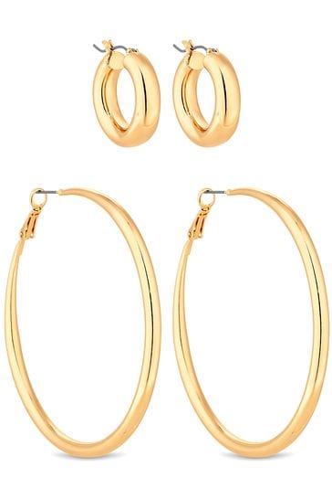 Lipsy Jewellery Gold Hoop Earrings - Pack Of 2