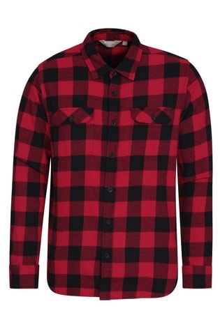 Mountain Warehouse Red and Black Trace Mens Flannel Long Sleeve Shirt