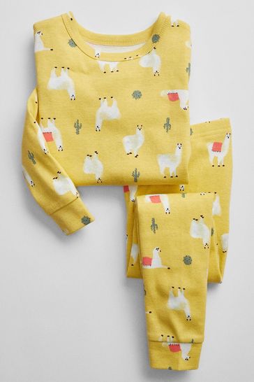 Gap Yellow Organic Cotton Llama Print Pyjamas