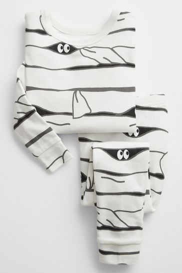 Gap Cream Organic Cotton Halloween Mummy Print Pyjamas