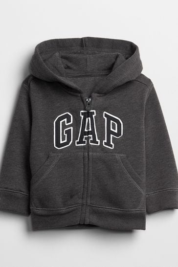 Gap Charcoal Grey Logo Zip Up Hoodie (12mths-5yrs)