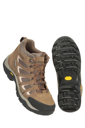 Mountain Warehouse Brown Field Waterproof Mens Wide-Fit Vibram Walking Boots