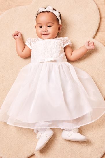 Lipsy Ivory Organza Embroidery Occasion Dress (0mths-6yrs)