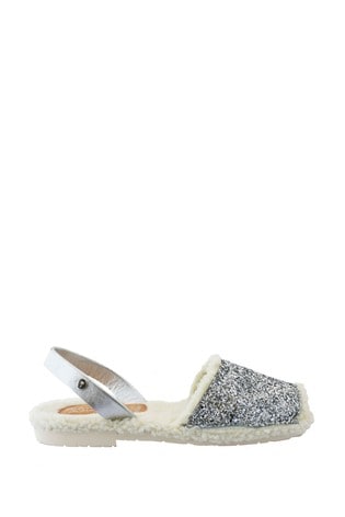 Palmaira Sandals Silver Snugs Slippers with Shearling Inner