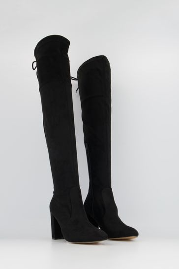 Block knee high boots top