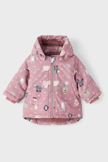 Name It Pink Baby Printed Rain Jacket
