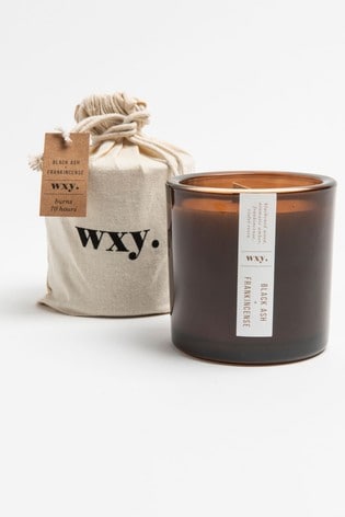 Wxy Clear Big Amber Scented Candle 12.5oz Black Ash + Frankincense