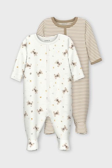 Name It White 2 Pack Organic Cotton Sleepsuit With Feet