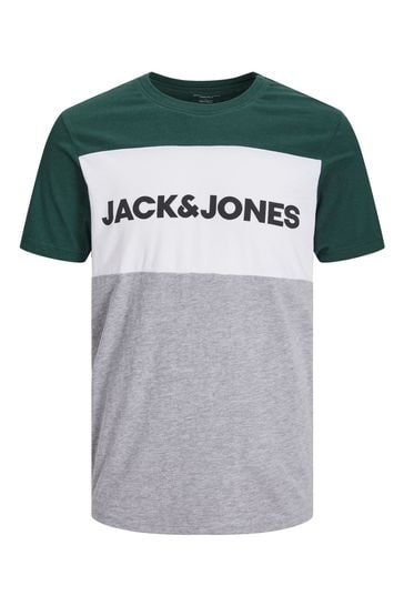 Jack & Jones Green & Grey Logo T-Shirt
