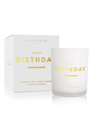 Katie Loxton Clear Sentiment Scented Candle | Happy Birthday | Pomelo and Lychee Flower | 160g