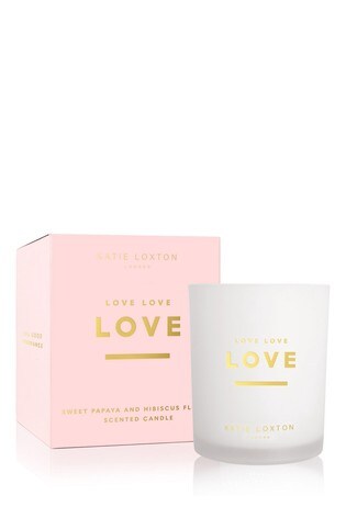 Katie Loxton Clear Sentiment Scented Candle | Love Love Love | Sweet Papaya and Hibiscus Flower | 160g
