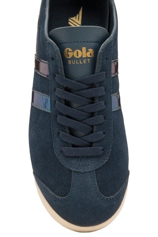 Gola Bullet Flash Womens Ladies Blue Suede Lace Up Trainers Shoes Size 4-8 