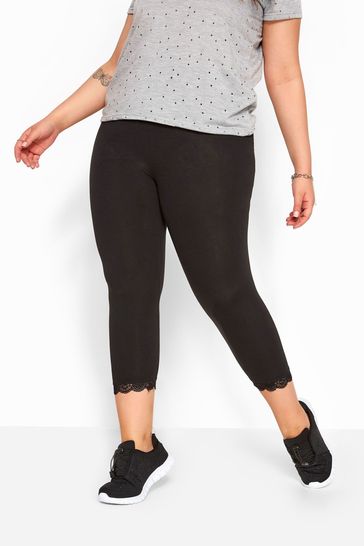 Lace edged outlet cropped leggings