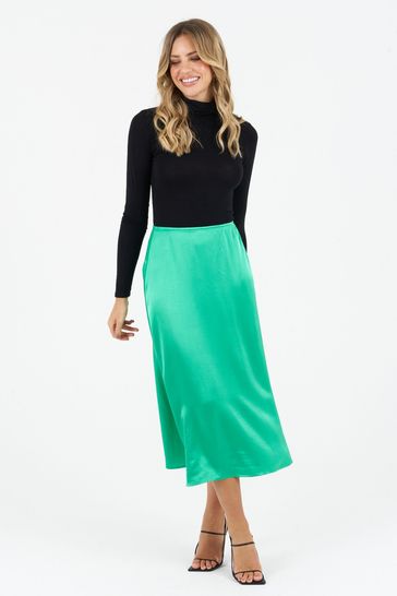 Zibi London Green Regent Viscose Slip Skirt