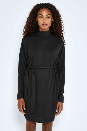 Neck Jumper Dress with Tie Waist 