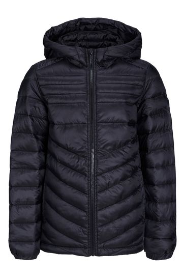 Junior black puffer jacket top
