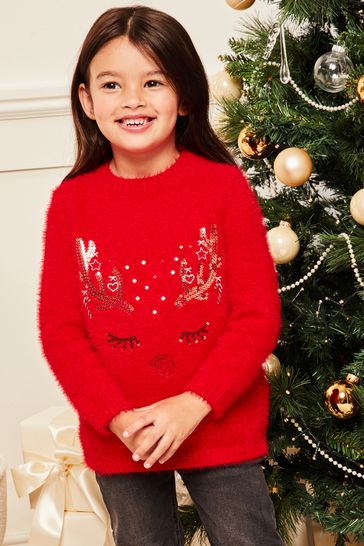 Girls red shop christmas jumper