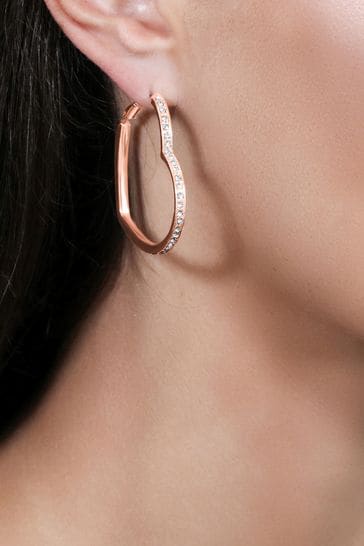 Lipsy Jewellery Gold Crystal Heart Hoop Earrings