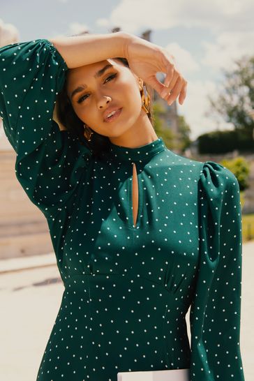 Spot high neck midi dress cheap