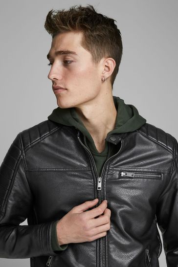 Jack & jones faux leather biker jacket shop