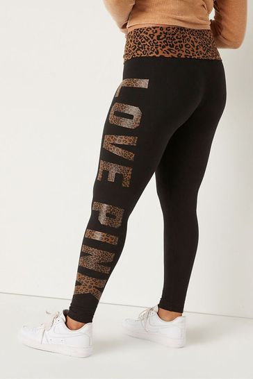 Buy Victoria's Secret PINK Black with Leopard Foldover Full Length Legging  from Next Luxembourg