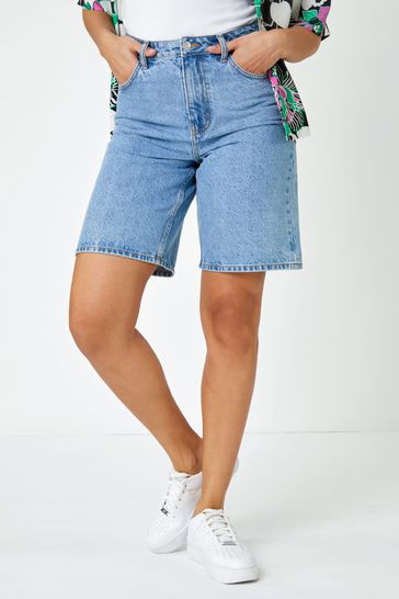 High waisted denim bermuda shorts hotsell