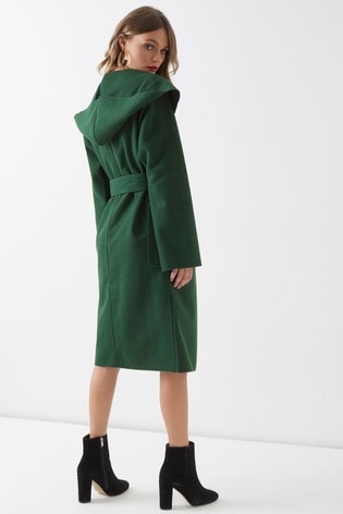 hooded belted coat