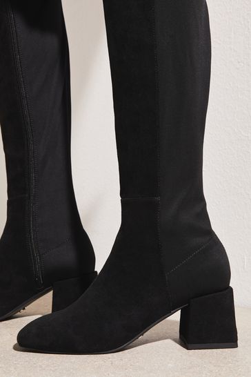 Buy Lipsy Black Regular Fit Mid Heel Zip Knee High Boot from Next