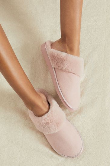Next pink fluffy slippers top