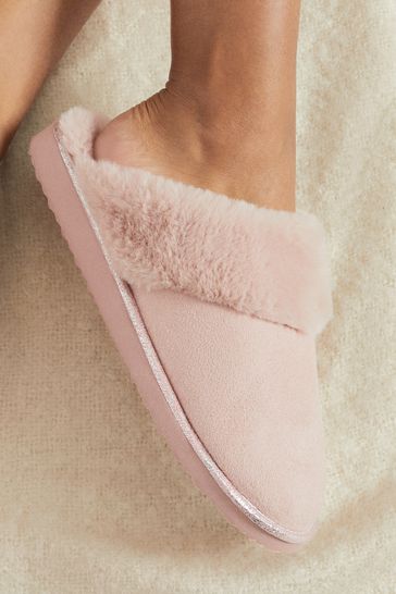 Next pink fluffy slippers hot sale