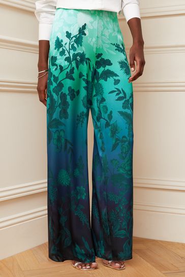 Buy V A Love Roses Blue Floral Wide Leg Printed Wide Leg