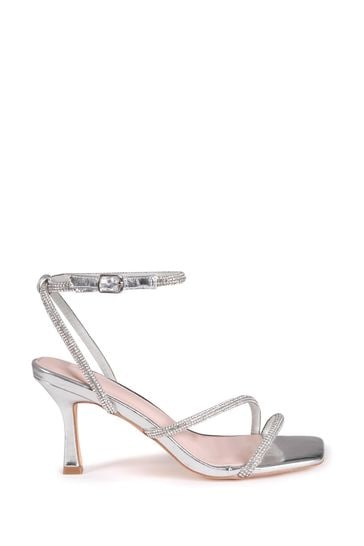 Tala Silver Clear Diamante Heels from Simmi Shoes on 21 Buttons